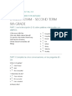 English Exam - Second Term 6th GRADE: PART 2 Lea La Descripción (1-5) Sobre Palabras Relacionadas Con Adjetivos