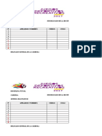 Fichas de Inscripcion 2017 Natación I