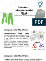 Lesson 2: Entrepreneurial Mind: Introduction of Entrepreneurship