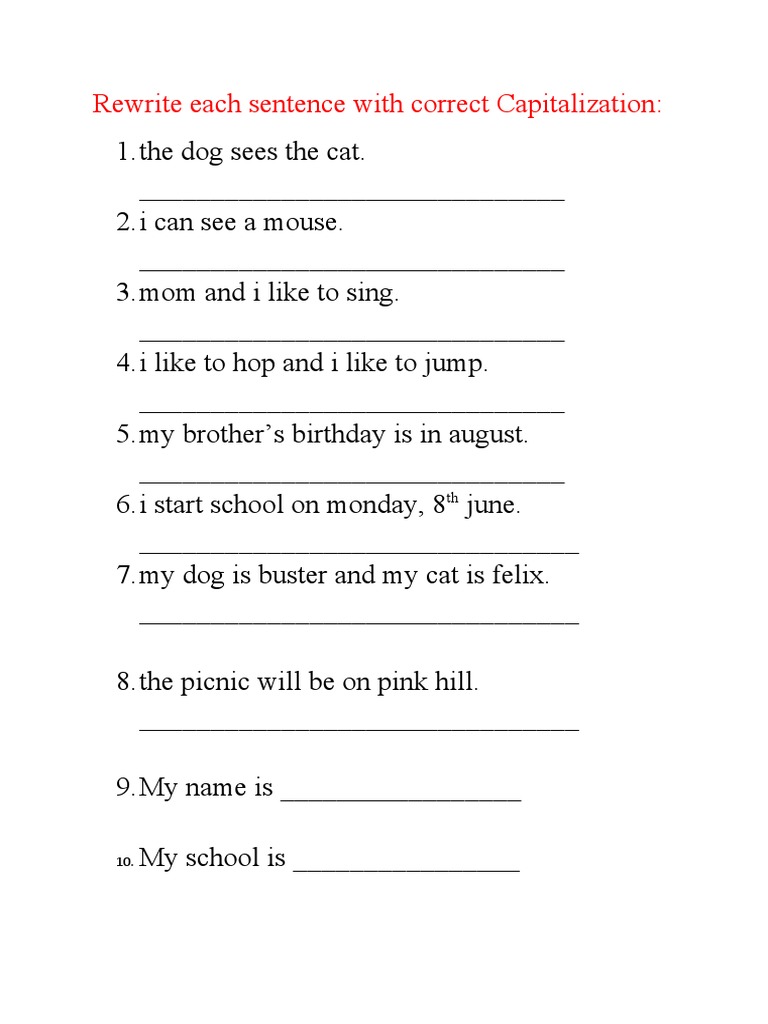 Capitalization Exercises with Answers | PDF