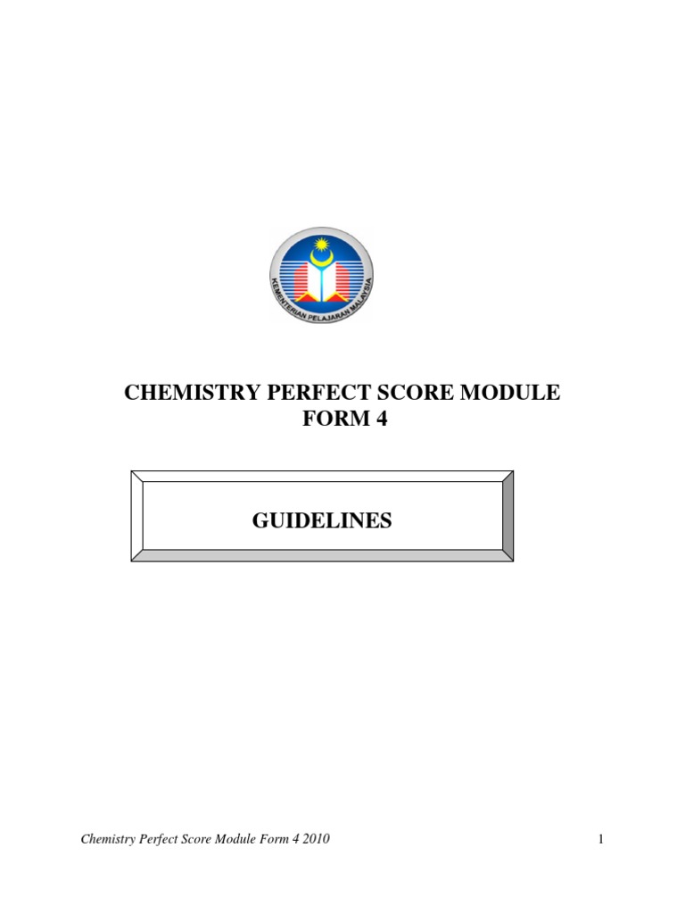 Huraian Penggunaan Modul Perfect Score Kimia 2010 | PDF