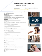 Oral Communication Functions Activity Sheet