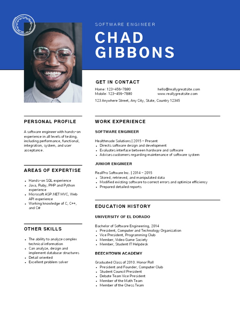 Blue and Black Modern Resume | PDF | Application Programming Interface ...