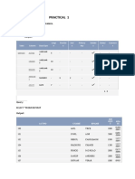 Practical 1: Describe Deposit, Branch. Query: Describe Deposit Output