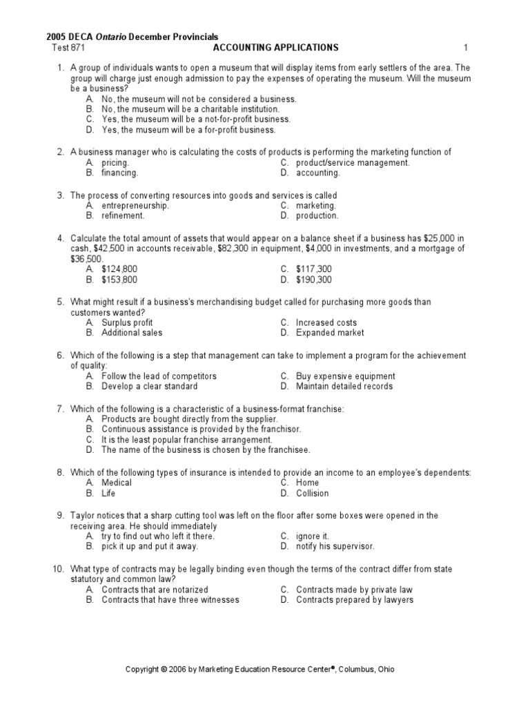 2005 DECA Ontario December Provincials:, Columbus, Ohio | PDF | Payroll ...