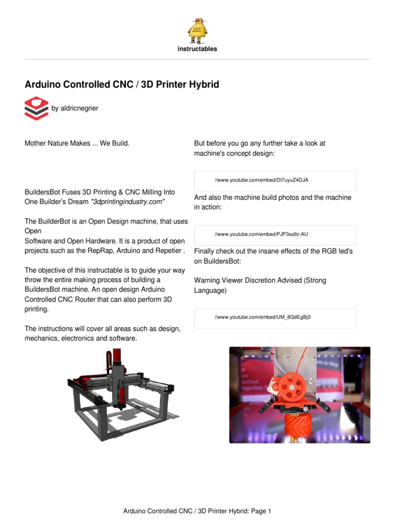 Arduino CNC & 3D Printer Build Guide | PDF | Numerical Control | Belt ...