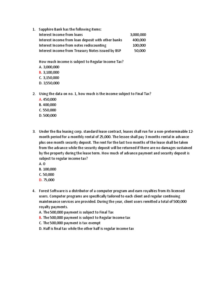 Income Tax Scenarios and Calculations | PDF | Gross Income | Dividend