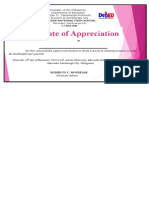 Certificate of Appreciation To Parens