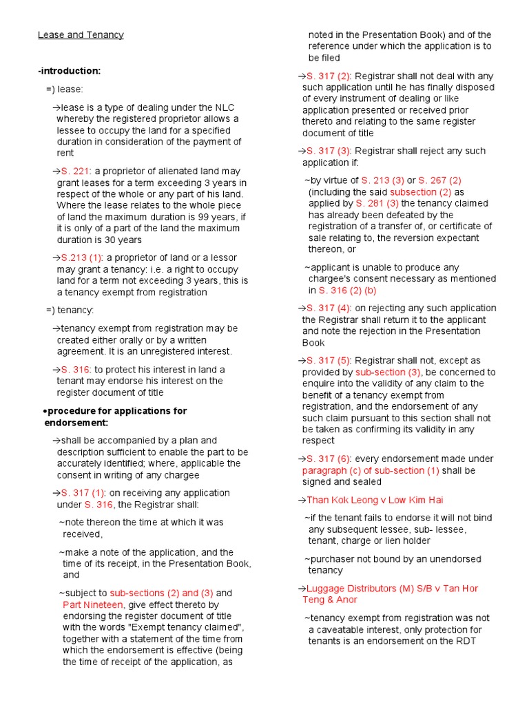 Overview of Leases and Tenancies | PDF | Lease | Leasehold Estate