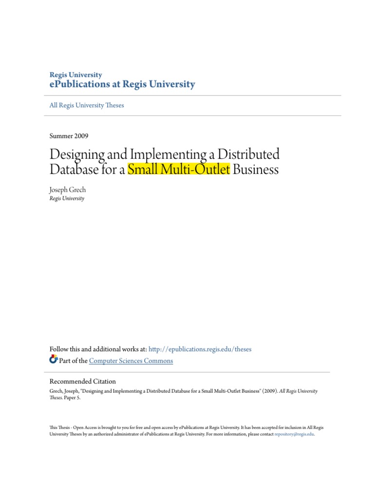 Designing and Implementing A Distributed Database For A Small Multi ...