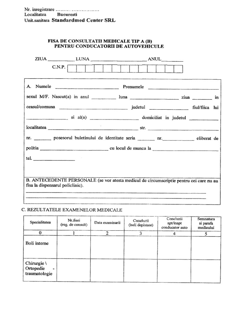 Fisa Permis Auto PDF | PDF