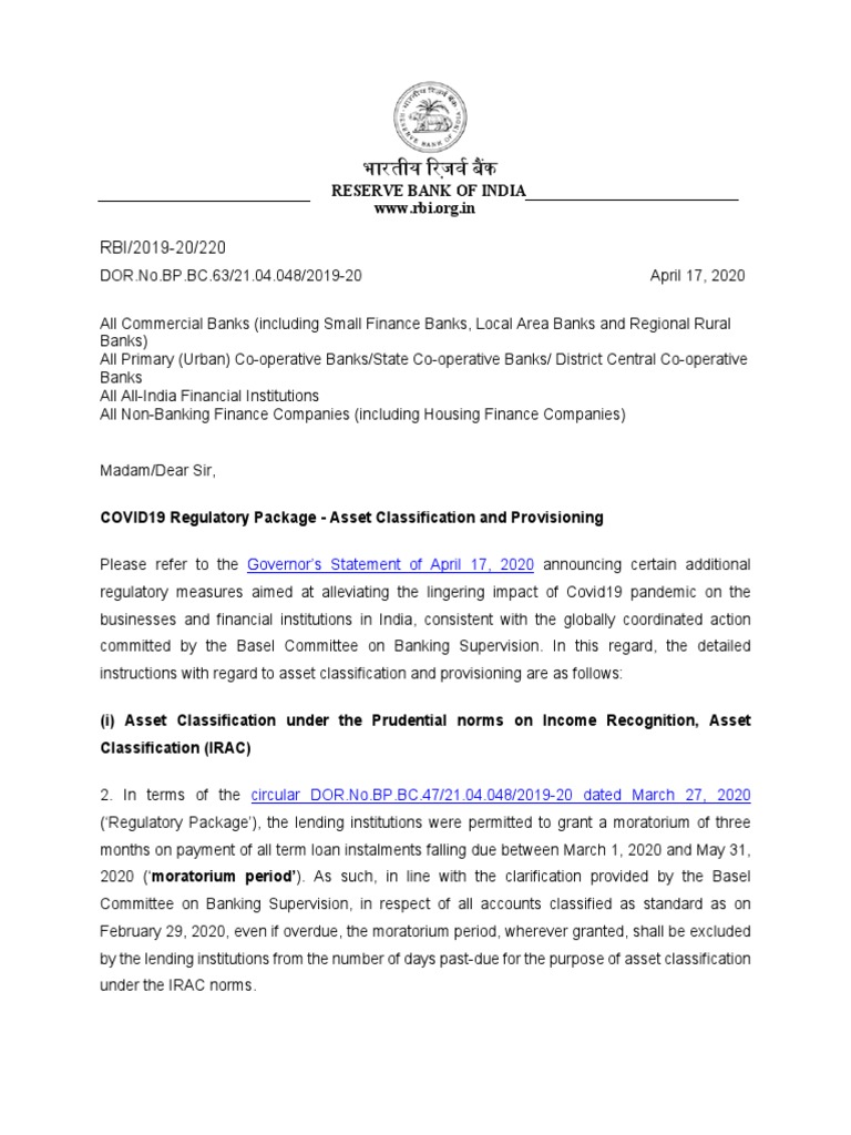 Assetclassification PDF | PDF | Reserve Bank Of India | Banks