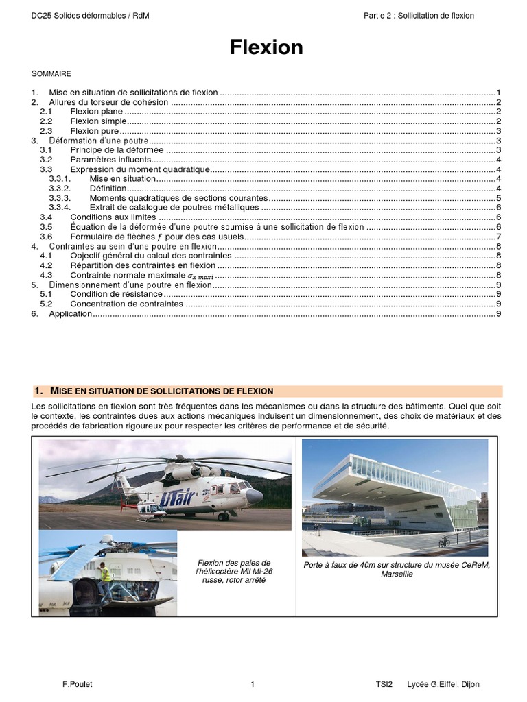 Cours RDM P2 Flexion PDF | PDF | Flexion (matériau) | Résistance des ...