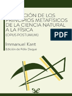 Transicion de los principios metafisicos de la ciencia natural a la fisica (Opus postumum)