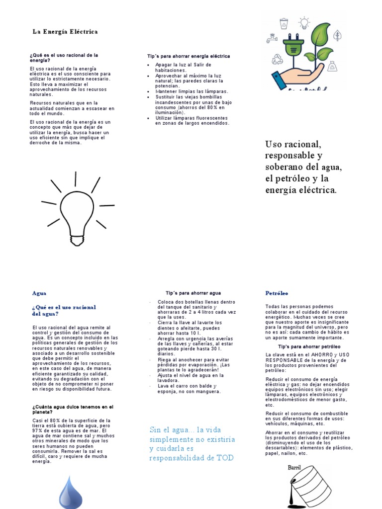 Triptico Uso Racional de La Energia | PDF | Consumo (economía) | Agua