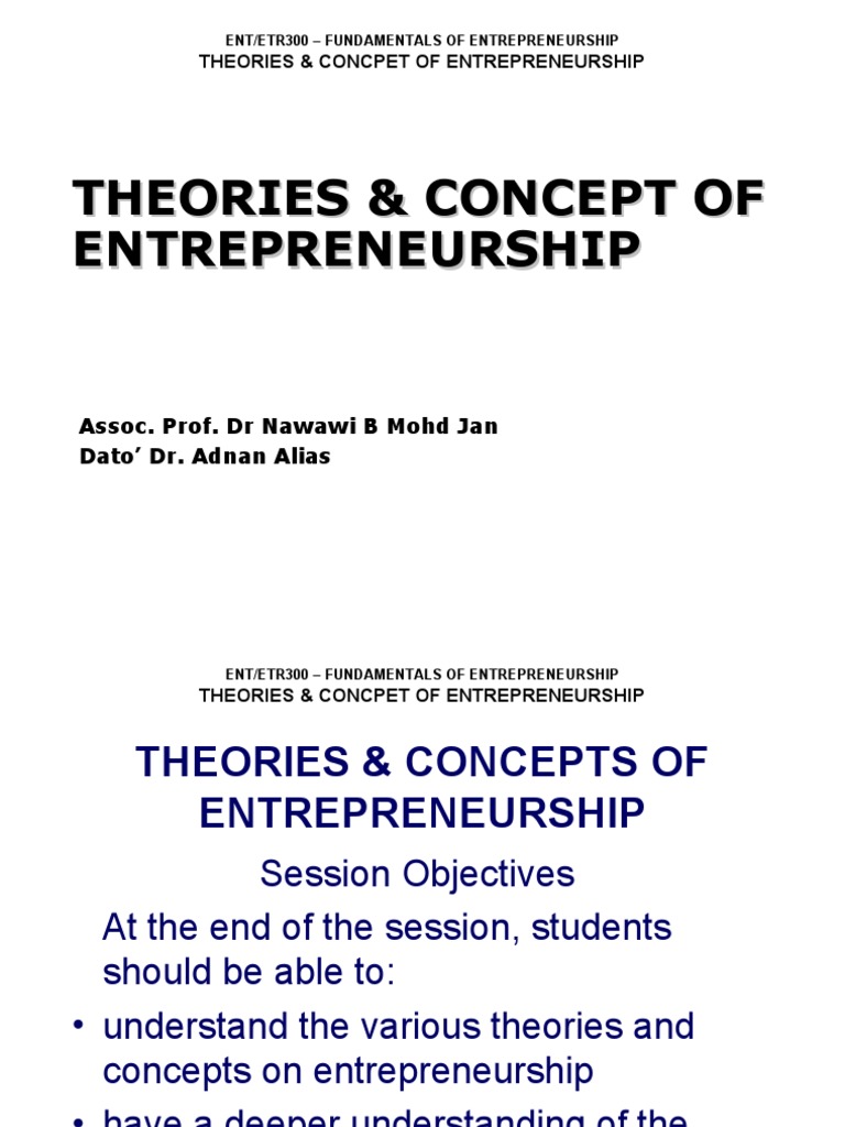 Theories & Concept of Entrepreneurship | PDF | Entrepreneurship | Economies