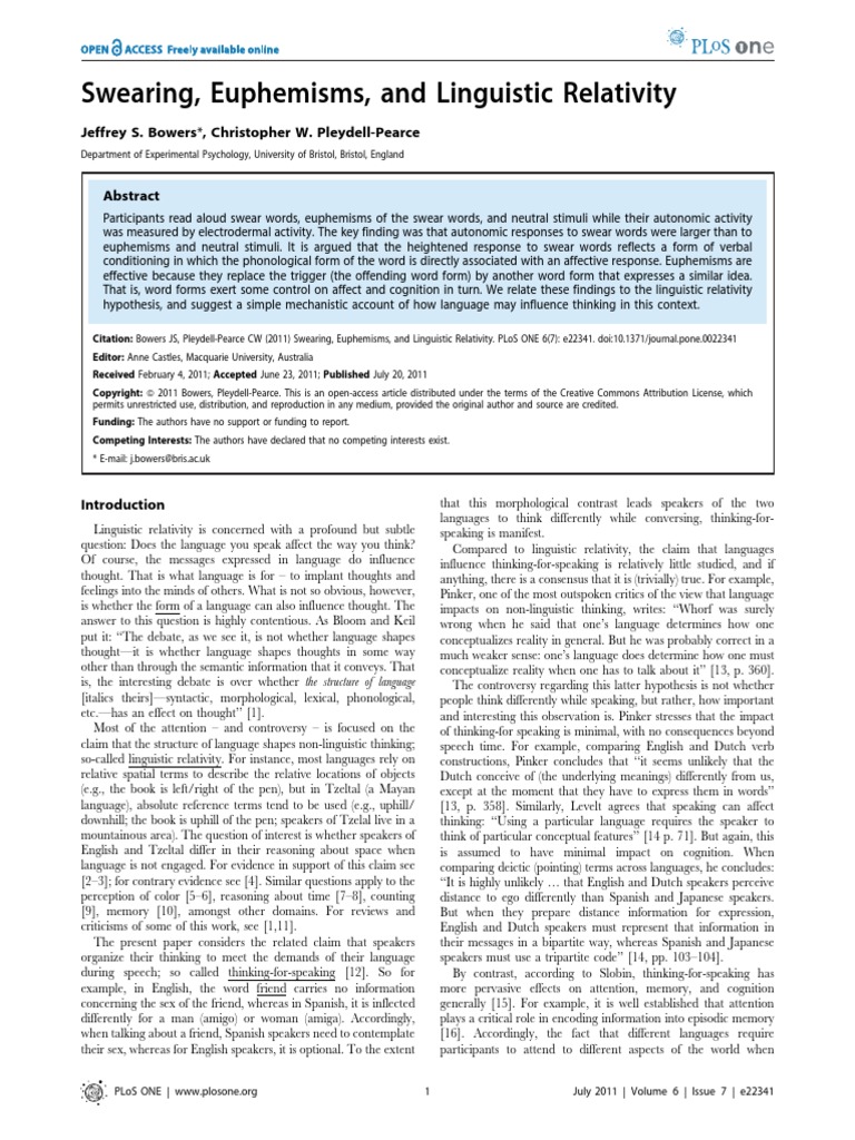 plosone2011SOME SEMANTICS | PDF | Word | Semantics