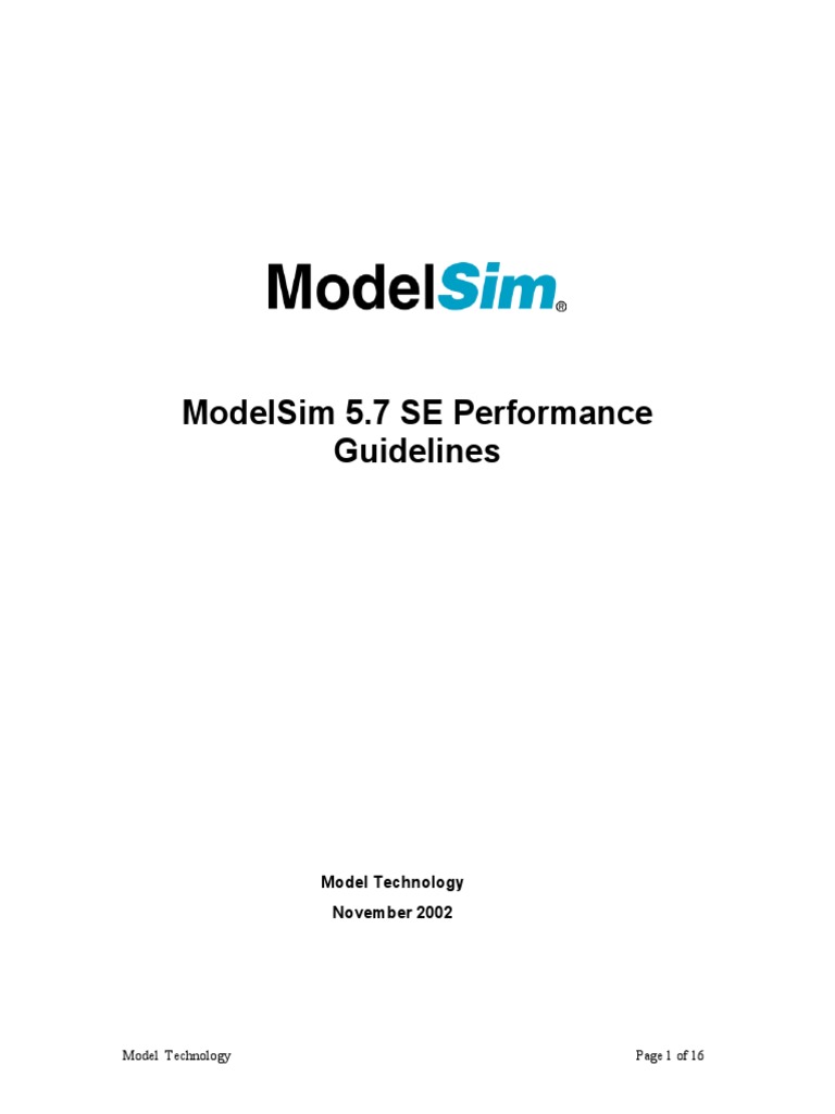 ModelSim 5.7 SE Performance Guidelines | PDF | Hardware Description ...