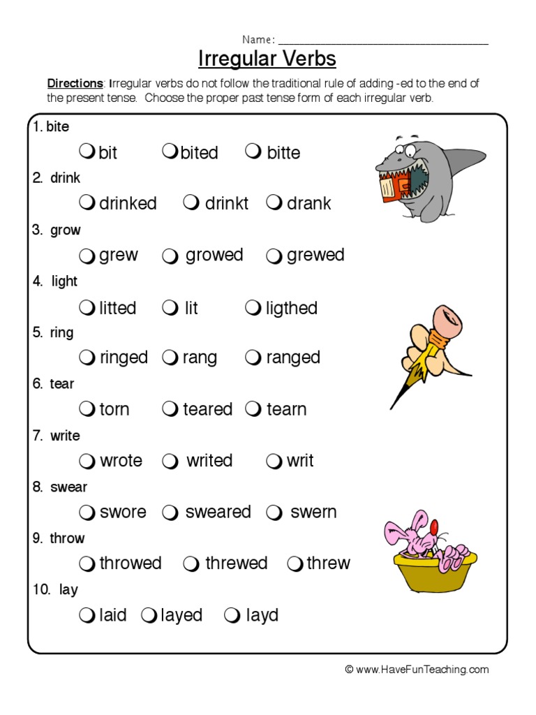 irregular verbs worksheet 1 pdf