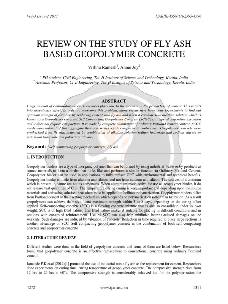 Fly Ash Geopolymer Concrete Review | PDF | Concrete | Cement