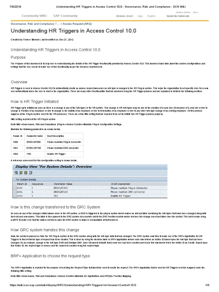 Understanding HR Triggers in Access Control 10.0 - Governance, Risk and ...