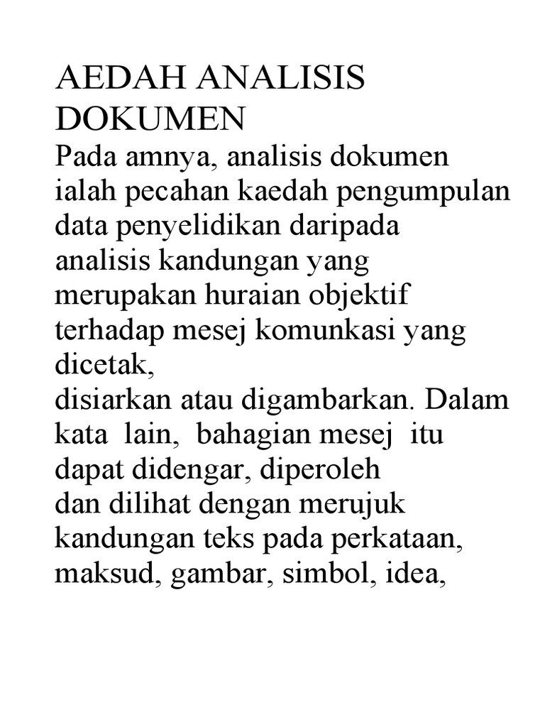 Kaedah Analisis Dokumen Pdf