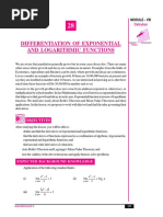 Differentiation of Exponential and Logarithmic Functions