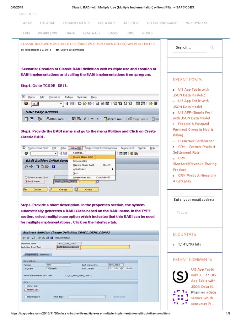 Classic BADI Multiple Implementation Guide | PDF | Interface (Computing ...