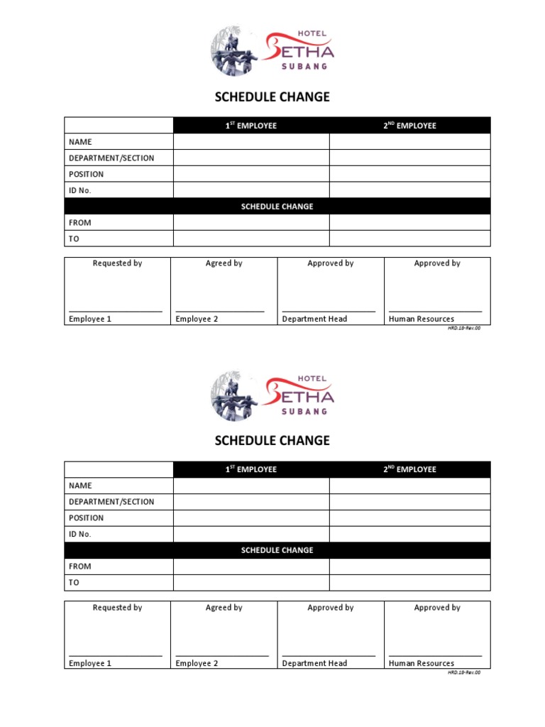 Employee Schedule Change Request Form | PDF | Business