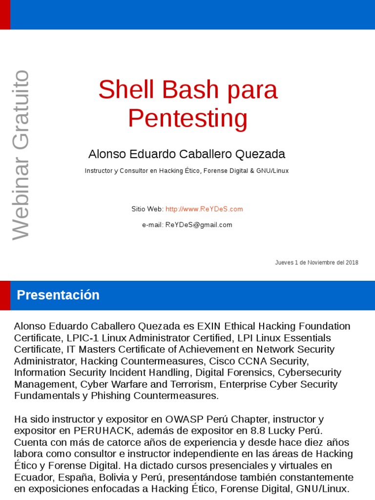 Webinar Gratuito Shell Bash Para Pentesting Pdf