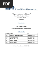 "Report On Access To Finance": Course Title: Principles of Finance Course Code: FIN 101 Section: 8