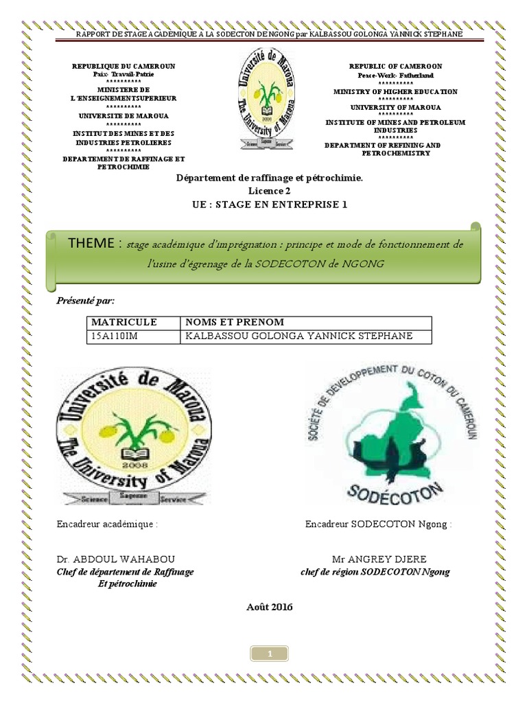 rapport stage académique d'imprégnation 1.pdf  Cameroun  Comptabilité