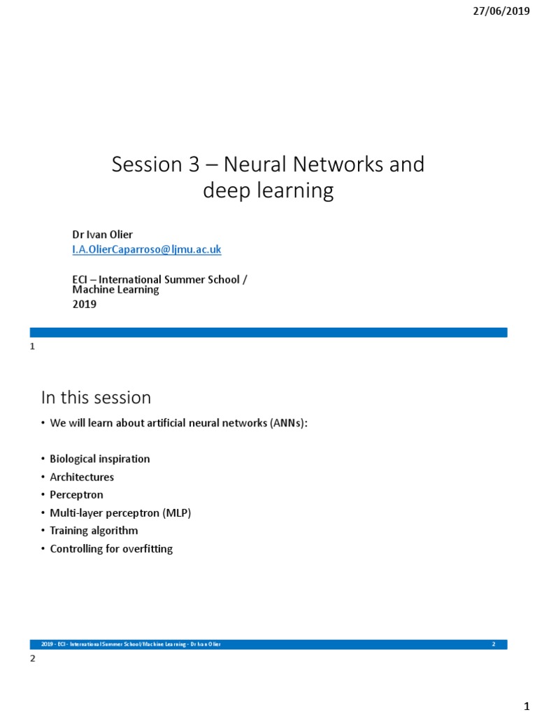 Session 03 - Neural Networks | PDF | Artificial Neural Network | Deep ...