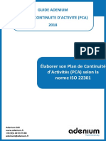 Elaborer PCA ISO22301 v5