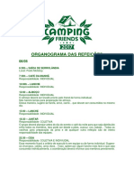 6º CAMPING FRIENDS - ORGANOGRAMA DAS REFEIÇÕES