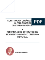 Constitución Orgánica de La Iglesia Gnóstica Cristiana Universal Y Reforma A Los Estatutos Del Movimiento Gnóstico Cristiano Universal