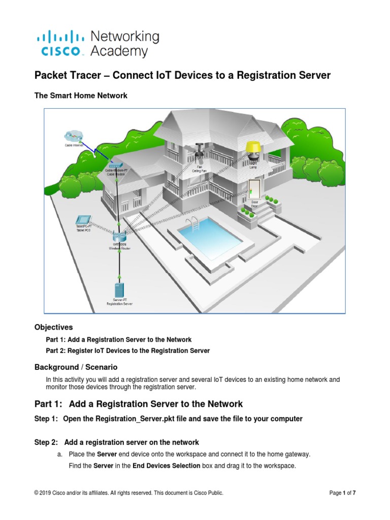 6.2.1.2 Packet Tracer - Connect IoT Devices To A Registration Server ...