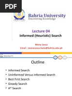 Informed (Heuristic) Search: Mona Leeza Email: Monaleeza - Bukc@Bahria - Edu.Pk