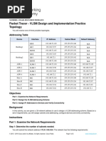 Packet Tracer - VLSM Design and Implementation Practice Topology