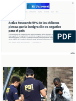 Eluniversal - CL - Contenido - 6718 - Activa Research 51 de Los Chilenos Piensa Que La Inmigracion Es Negativa para El