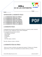 Guía de Sociales Geografía Física de Los Continentes Grado 6°