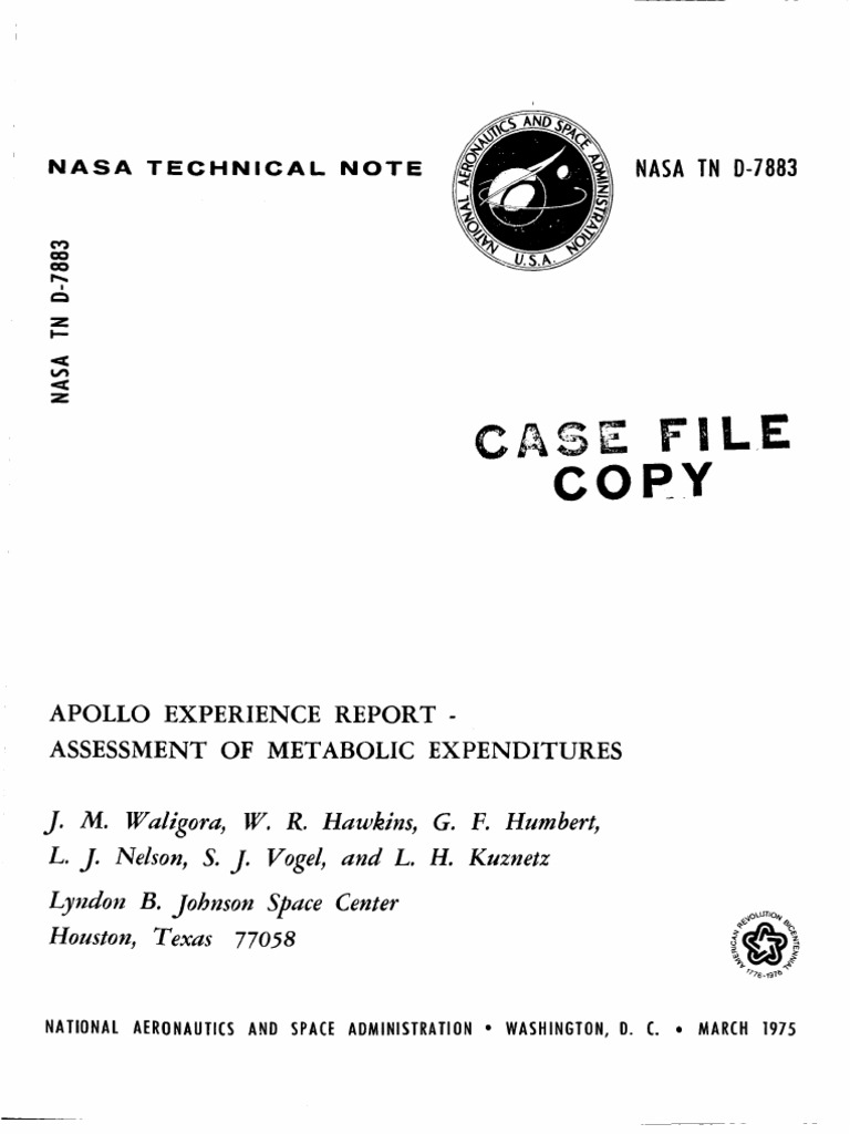 Apollo Experience Report Assessment of Metabolic Expenditures | PDF ...
