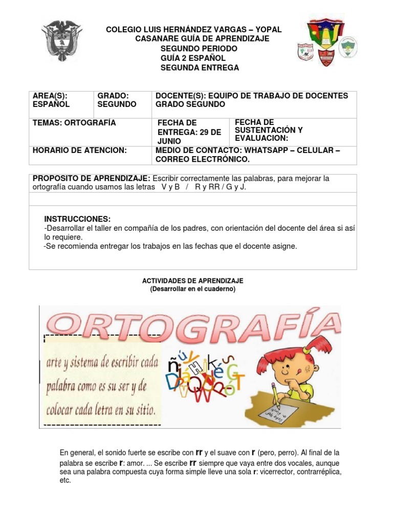 Ortografia Cuando Usamos Las Letras V Y B R Y Rr G Y J Linguistica Cognicion