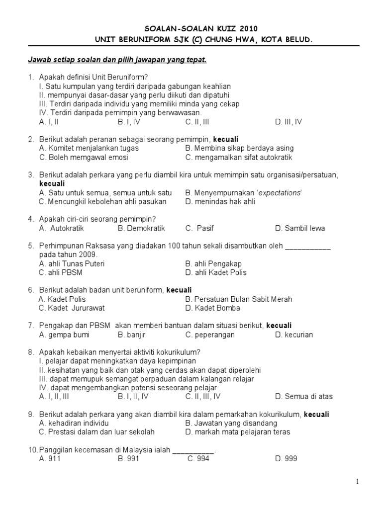 Soalan Quiz 2010