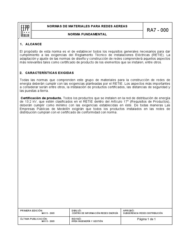 RA7-000 Norma Fundamental RETIE PDF | PDF