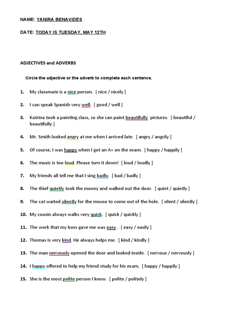 Adjectives and Adverbs | PDF | Language Arts & Discipline