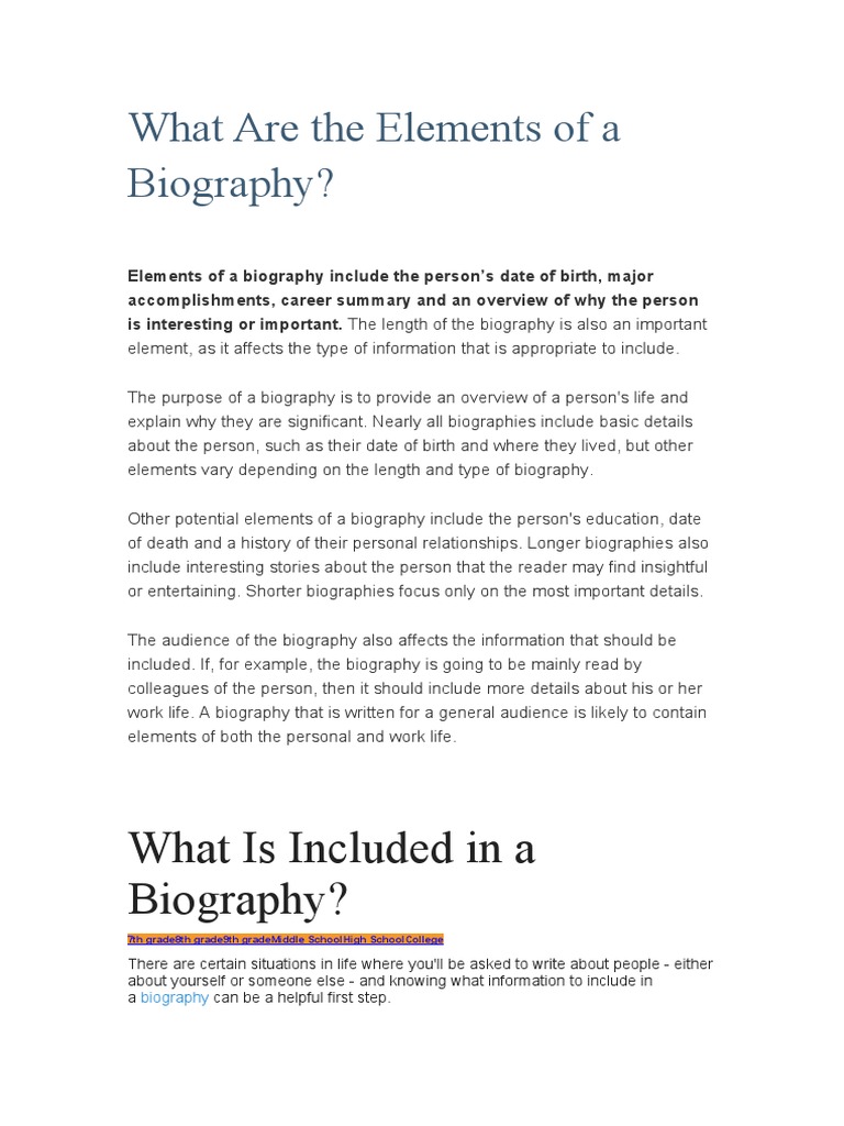 elements of biography pdf