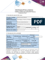 Guía de Actividades y Rúbrica de Evaluación - Postarea Evaluación Final