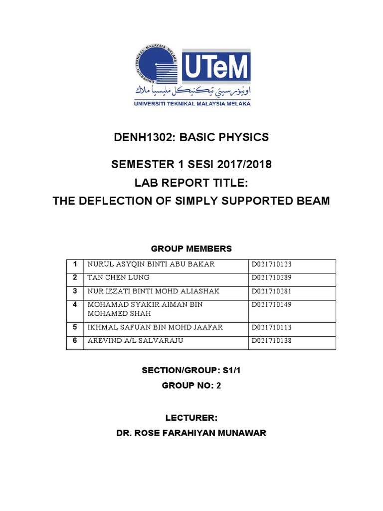 Physics Lab: Beam Deflection | PDF | Beam (Structure) | Bending