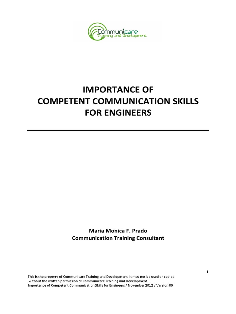 Importance of Competent Communication Skills For Engineers by Maria ...